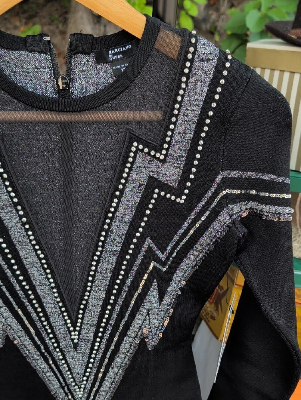 Guess by Marciano Black Long-Sleeve Embellished Mini Dress - Picture 4 of 11